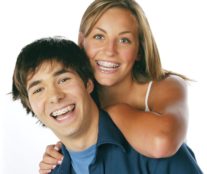 Man and woman with braces